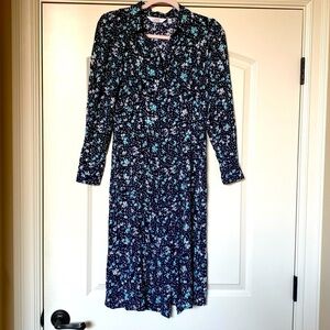 & Other Stories navy blue shirt dress Womens 4 Midi ditzy floral cottage core